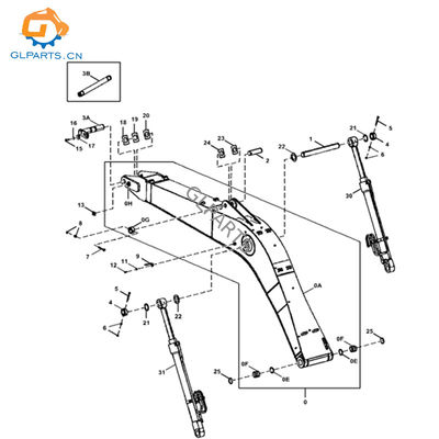 9257019G 9257020G For John Deere R160D R160D/LC Excavator Boom Arm Hydraulic Cylinder