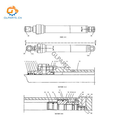 158-8991 1588991 2043614 204-3614 Hydraulic Boom Cylinder E320C For CAT