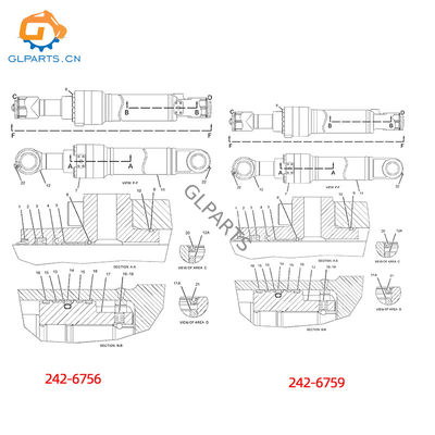 242-6756 242-6759 364-0940 364-0937 Cat E320D Hydraulic Bucket Cylinder