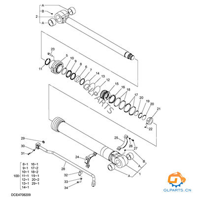 Excavator Hydraulic Bucket Cylinder Assy ZX280-5G ZX280LC-5G ZX290LC-5B ZX290LCN-5B 4708209