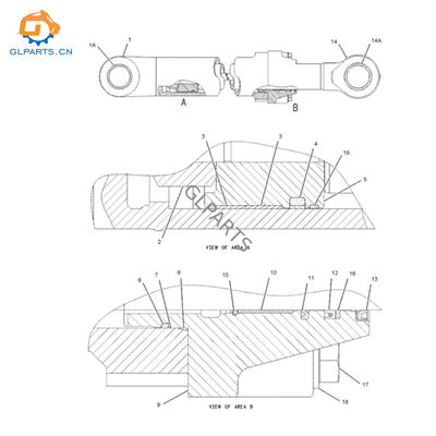 105-7485 1057485 Bucket Hydraulic Cylinder for Caterpillar 365B 385C Excavator Parts Factory