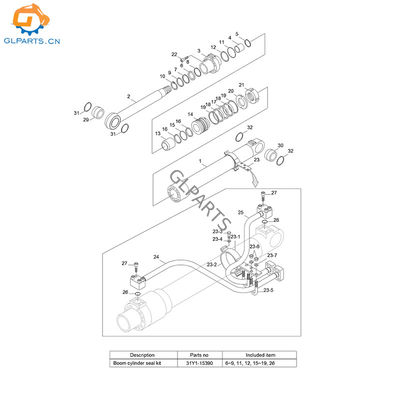 31N850121 31N850125 31N850115 31N850121 Boom Hydraulic Cylinder Assembly for Hyundai R305LC-7 R290LC-7
