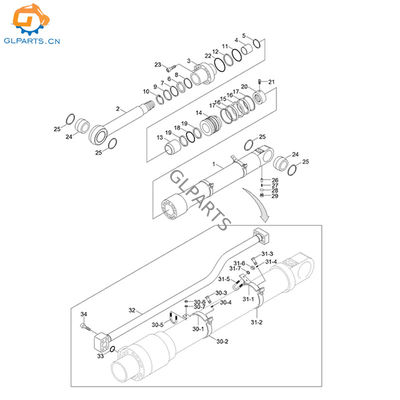 31Q6-50131 31Y128631 31Y136980 Arm Hydraulic Cylinder For Hyundai R210LC-9 R220LC-9 Excavator