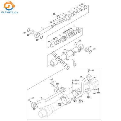 31N560110 31Y1-20280 Bucket Hydraulic Cylinder For R160LC-7 R170W-7 R180LC-7 Excavator