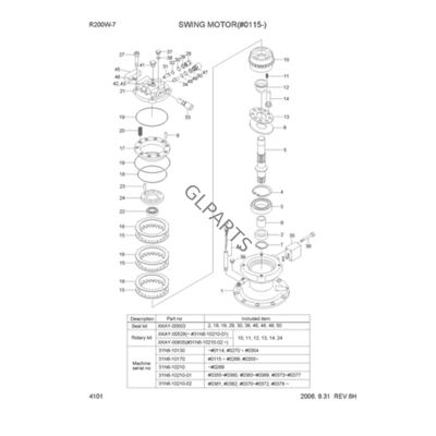 31N6-10210 31N6-10150 31N6-10180 R210-7 için hidrolik kazık makinesi salıncak motor dönen motor vites kutusu montajı