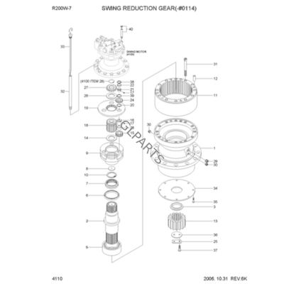 31N6-10150 31N6-10180 Swing Gearbox Swing Reducer Slew Gearbox for Hyundai R210LC-7 Excavator Reduction
