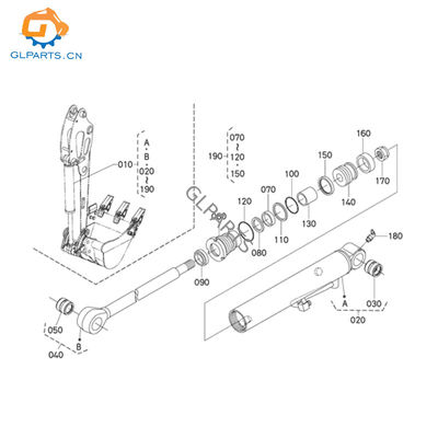 for Kubota U175 RA229-67800 RB238-67804 Mini Excavator Hydraulic Bucket Cylinder 