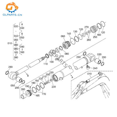 OEM KX080-3S KX080-4 RD829-67600 Excavator Hydraulic Arm Cylinder Hot Sale